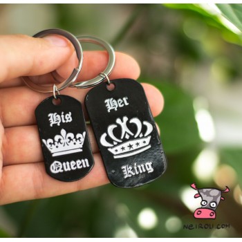 Брелоки парные для влюбленных Her King. His Queen Корона". Пара